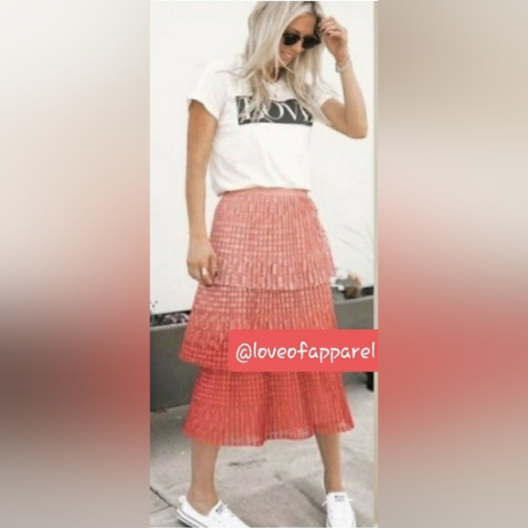Nwt Anthropologie Maeve Brighton Tiered Lace Ombre Midi Skirt - Picture 12 of 16